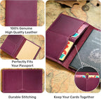 HIFA Leather Passport Holder, Handmade Passport Cover with Card and Ticket Slot - Genuine Leather, Elegant Design, Easy Access - Passport Case, Passport Wallet, Passport Holder