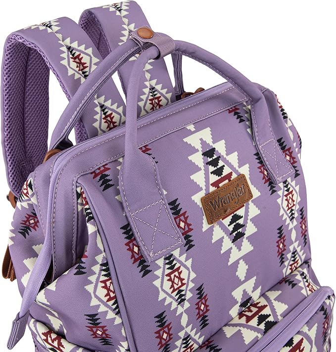 Wrangler Diaper Bag Backpack Aztec Travel Backpack Purses Western Multi-Function Baby Bags for Mom with Waterproof Insulated Pockets