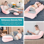 Cute Castle Pregnancy Pillows, Soft U-Shape Maternity Pillow with Removable Cover - Full Body Pillows for Adults Sleeping - Pregnancy Must Haves - Jumbo 57 Inch - Pink