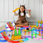 PicassoTiles 6 Piece Magnetic Tiles Race Track Ramp Accessories STEM Building Blocks Toys Magnet Tile Educational Construction Playset Boys Girls Brain Development and Creative Pretend Play Toy PTR06