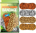 BioSwiss Bandages, Animal Print Shaped Self Adhesive Bandage, Latex Free Sterile Wound Care, 50 Count