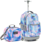 NEW TILAMI 18 inch Kids Rolling Backpack for School with Big Storage, Waterproof, Adjustable Handle - Perfect for Girls & Boys, Blue Star