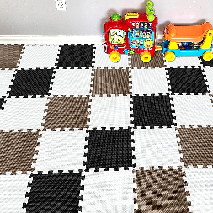 YIMINYUER® 25 Tiles (30cm×30cm×1cm Each Tile) Baby Soft Puzzle Play Mats, Kids Thick EVA Foam Floor, Toddlers & Children's Soft Interlocking Mat R01R04R06G301025