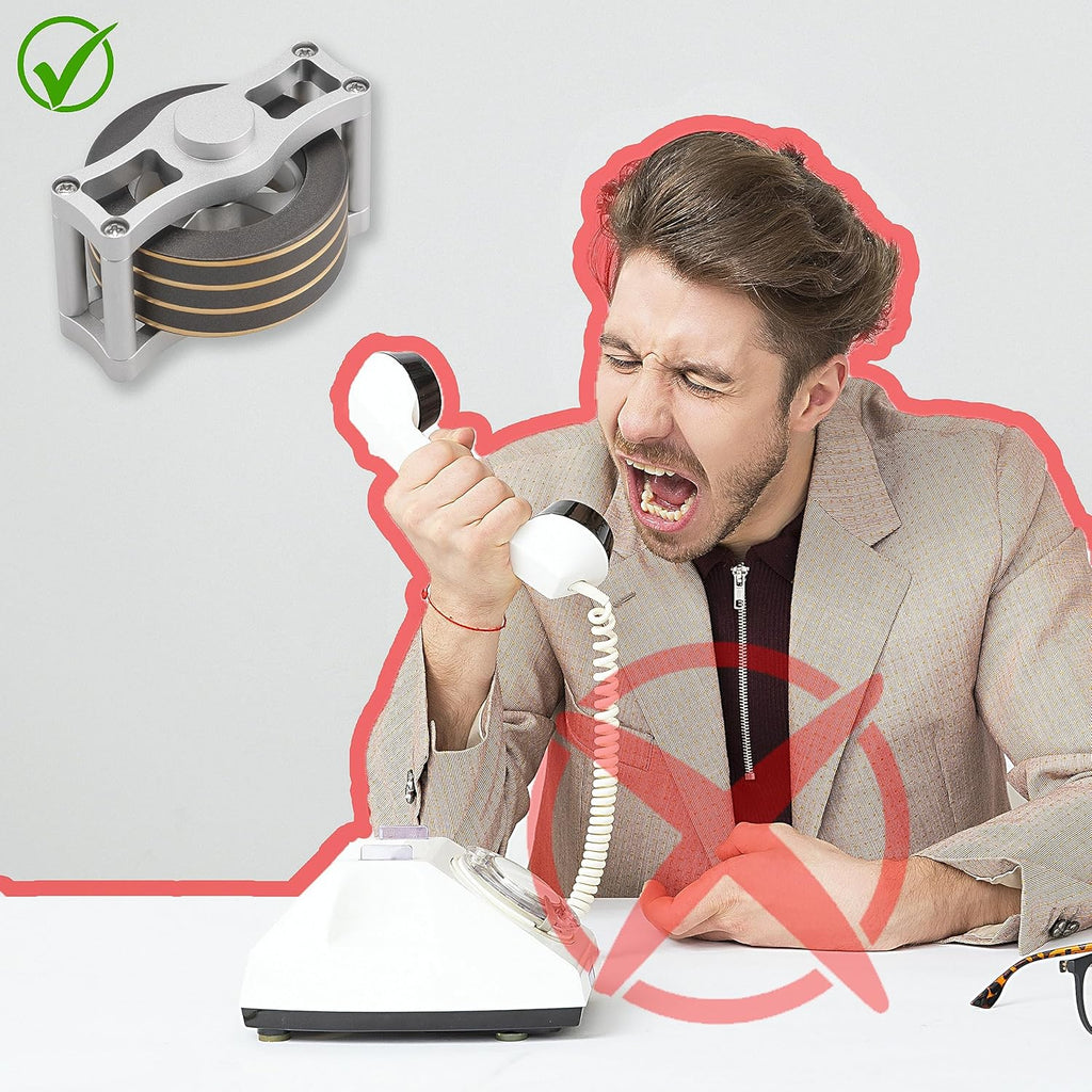 Brass Kinetic Spinning Top, Desk Fidget Toy for Adults, Stress Relief Toy for Office, Gray