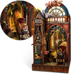 LED 3D Puzzle Magic Station Book Nook Kit - Interactive 3D Wood Puzzle LED Magical Miniature with Infinite Extension Space - DIY Bookshelf Insert Decor Gifts