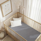 Muslin Fitted Crib Sheet for Standard Crib Mattress, 52” X 28”, 2 Pack 100% Cotton Soft Breathable Baby Crib Sheet for Boys, Girls (Orange/Gray)