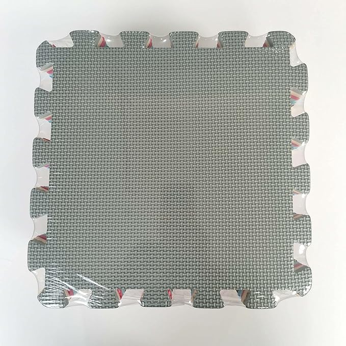 qqpp EVA Rubber 18 Tiles Interlocking Puzzle Foam Floor Mats - Baby Play Mat for Playing | Exercise Mat for Home Workout. White, Blue, Gray. QC-AGLb18N