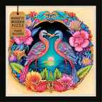 Magnetic Wooden Jigsaw Puzzles with Frame - Wooden Animal Puzzle for Adults 200 Piece - Rompecabezas para Adultos - Living Room Wall Decoration - Original Christmas Birthday Gift (Romantic Birds)