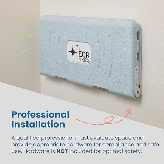 ECR4Kids Horizontal Wall-Mounted Changing Station, Baby Changer, Blue/Grey Speckled