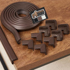 GORILLA GRIP Baby Proof Corners and Edges for Furniture, Kid Proofing Adhesive Table Corner Protectors, Heavy Duty Soft Rubber Foam Protection, Includes 8 Protective Safety Guards, 18 Feet, Brown