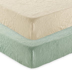 david's kids Muslin Crib Sheets for Boys Girls, 2 Pack 100% Cotton Soft Breathable Fitted Baby Sheet Set, 28x52 Inch Fits Standard Crib and Toddler Mattresses, Oat Milk & Sage Green