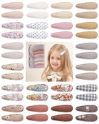 doboi 40 Pcs Floral Print 2.2 Inches Hair Clips and Bows for Baby Girls - Non-Slip Snap Barrettes and Hair Accessories