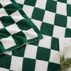 WRENSONGE Checkered Throw Blanket, Avocado Green Soft Cozy Fluffy Warm Hand Made Throw Blankets for Couch, Sofa, Chair, Bed, Camping, Picnic, Travel Lightweight Bed Blanket - 60"*80"