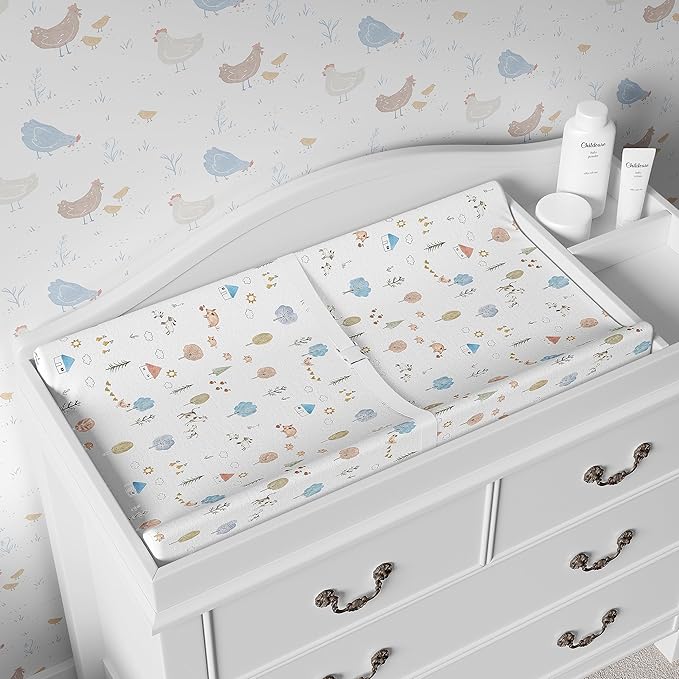 Baby Changing Pad Cover 2-Pack for Boys, Girls (Farm Animals) - Premium Fitted Sheets Baby Diaper Changing Table Cover - Buttery Soft Cotton Blend