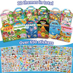 12 Set Reusable Sticker Books for Toddlers 2-4 1-3, Kids 3D Puffy Sticker Activity Books, Birthday Party Favors Goodie Bags Stuffer