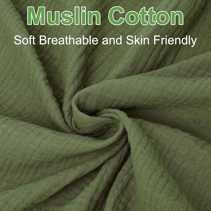Muslin Fitted Crib Sheets for Girls & Boys-2 Pack 28"x 52" Soft Baby Mattress Sheet-No Slip Boho Neutral Breathable Toddler Cotton Bedding Olive Green & Beige