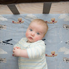 Pack and Play Sheets Fitted, Mini Crib Sheets for Graco Pack N Play Playard (38x26), Ultra Soft Cotton Blend, Safe & Snug Playpen Mattress Sheet for Baby Boys Girls, Airplane in The Clouds, 2-Pack