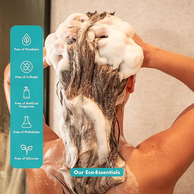 Castor Oil Shampoo & Conditioner Bar Set Bundle – With Peppermint Essential Oils & Biotin – Nourishing, Volumizing & Strengthening – Plastic-Free, Frizz Control – 7.8oz