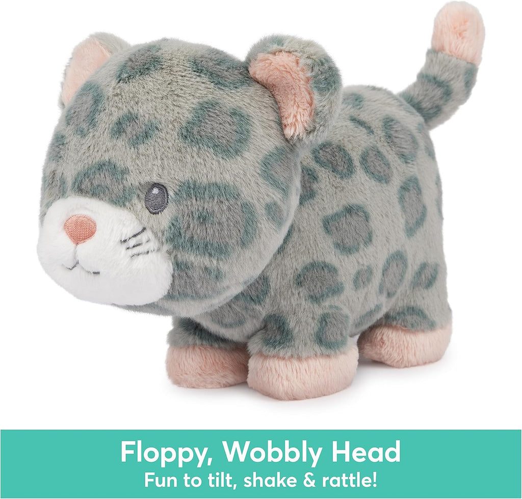 GUND Baby Safari Friends Collection Plush Leopard with Chime, Sensory Toy Stuffed Animal for Babies and Newborns, Gray/Pink, 7"