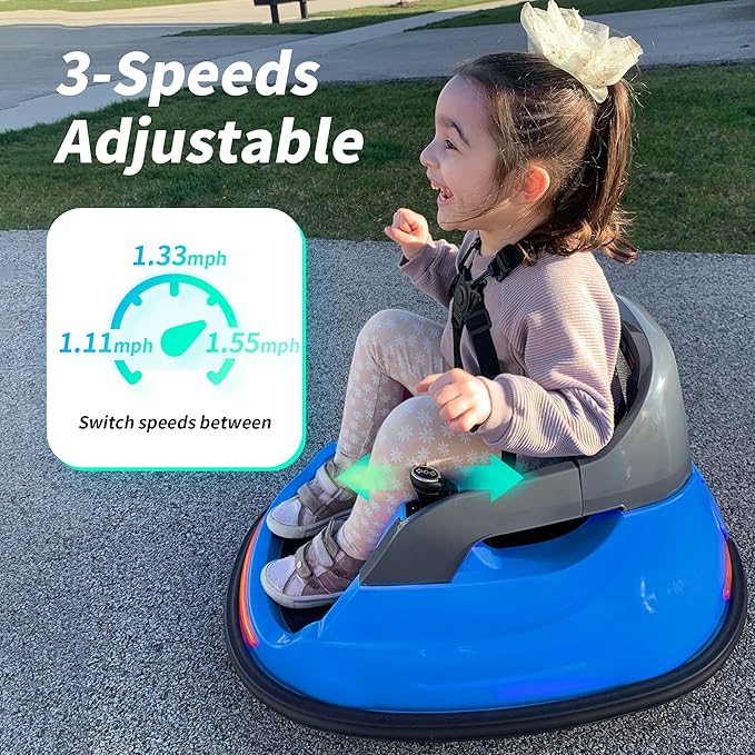 12V Kids Electric Bumper Car, Baby Bumper Car for Toddlers w/Remote Control, 360° Spinning - Blue
