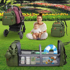 Baby Diaper Bag Backpack Multifunctional Waterproof Diaper Bag with Changing Station Travel Backpack with Changing Pad(Army Green)