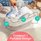 Rope Diaper Caddy - Storage for Baby and Toddler Items - Portable Cotton Organizer Easily Holds Diapers, Wipes, Clothing - Useful for Nursery, Bedroom (Beige, Extra Large)