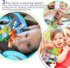 3 Pcs, Baby Books 0-6 Months, Crinkle Books for Babies, Touch and Feel Books for Infants, Infant Tummy Time Toys 0 6 9 Months, Sensory Toys for Babies, Baby Books