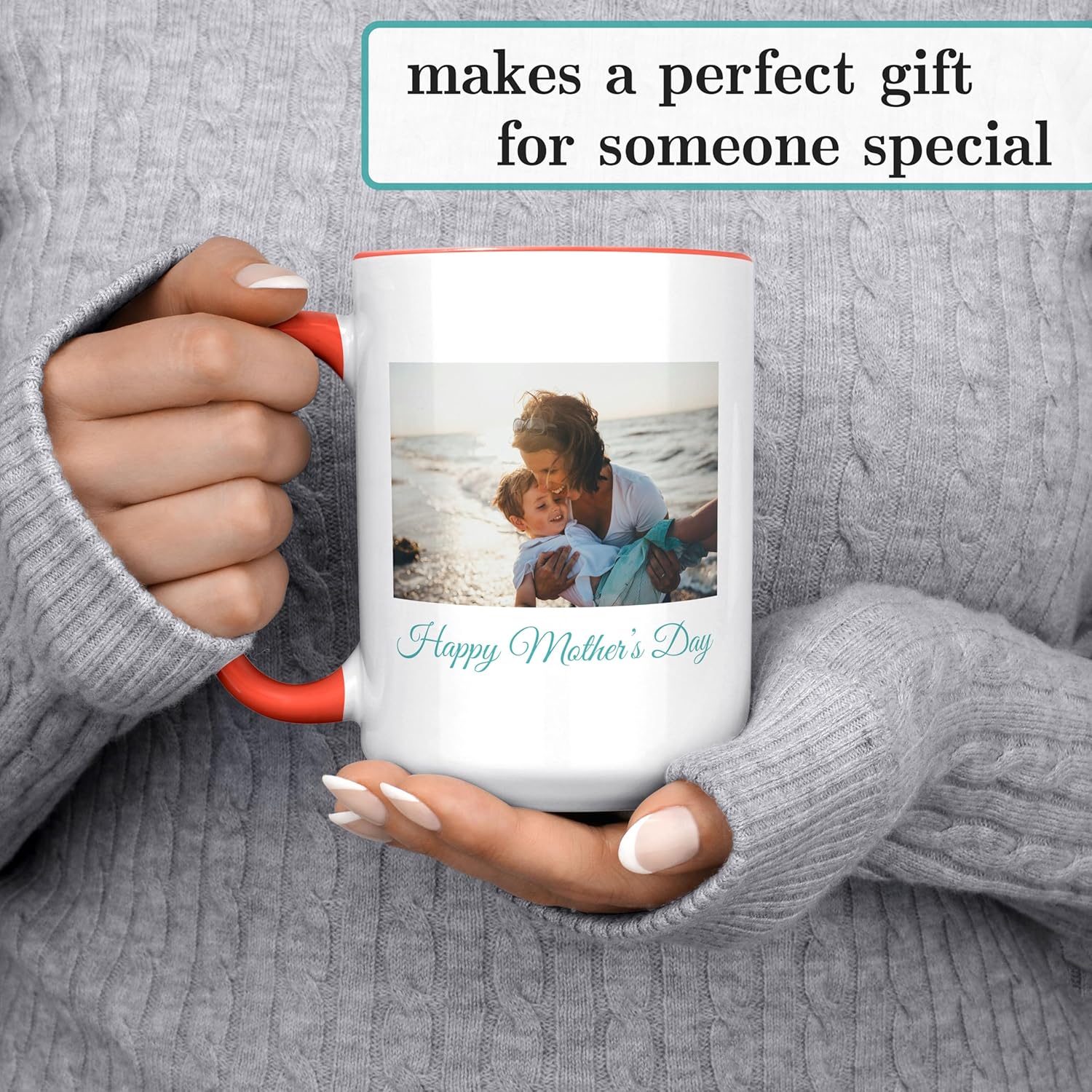 Personalized Coffee Mug, Custom Photo Text 15 Oz Ceramic Mug, Customized Picture Name Tea Cup, Unique Gift Idea, Taza Cafe Personalizadas Fotos, Cute Custom Gifts Mom Women Men, Mother's Day, Orange