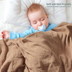 Muslin Swaddle Blankets for Newborn, 2 Pack Breathable Soft Receiving Blanket, Large 41 x 41 inches Swaddle Wrap Burping Clothes, Essentials Infant Shower Items. (Beige & Coffee)