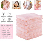Mother-Earth 6-Pack Bath Washcloths 12"x12" - Soft and Absorbent Face Towels, Quick-Drying Wash Cloths for Sensitive Skin, Premium Quality for Daily Use (Pink Cotton)