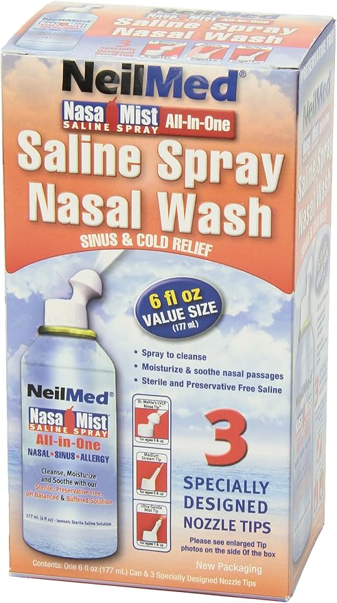 NeilMed NasaMist All in One Multi Purpose Saline Spray, 6.3 Fl Oz