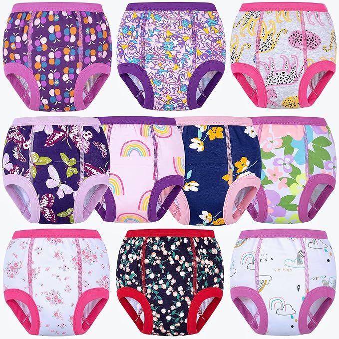 BIG ELEPHANT 10-Packs Training Underwear Absorbent Toddler Potty Trained Pants for Boys and Girls, 12 Months - 9 Years