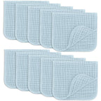 Comfy Cubs Muslin Burp Cloths 20" x 10", Pack of 10 - Large, 6-Layer, Ultra Absorbent 100% Cotton for Baby Drool and Messes - Soft, Safe & Gentle Baby Burp Cloths for Boys & Girls - Sky Blue