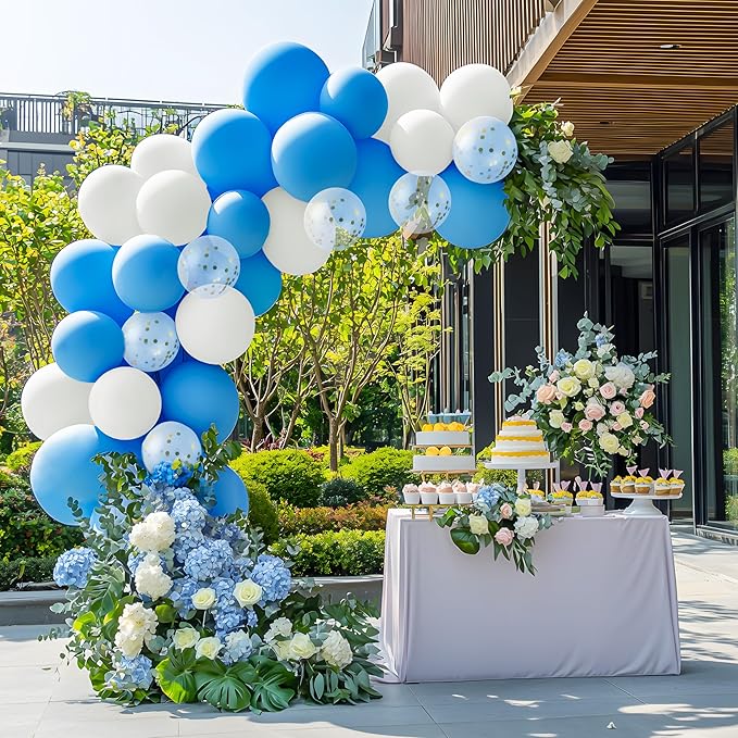 JOYIN 150 Pcs Light Blue Balloons, Different Sizes 18 12 10 5 Inch Light Blue Latex Balloon Arch Kit with Instruction for Birthday Party Graduation Wedding Holiday Decoration