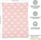 Living Textiles Pink Hearts Chenille Soft Baby Blanket Reversible Premium Cozy Fabric for Best Comfort - for Infant,Toddler,Newborn,Nursery,Girl,Throw,Crib,Stroller,Gift, Pink Hearts 40x30