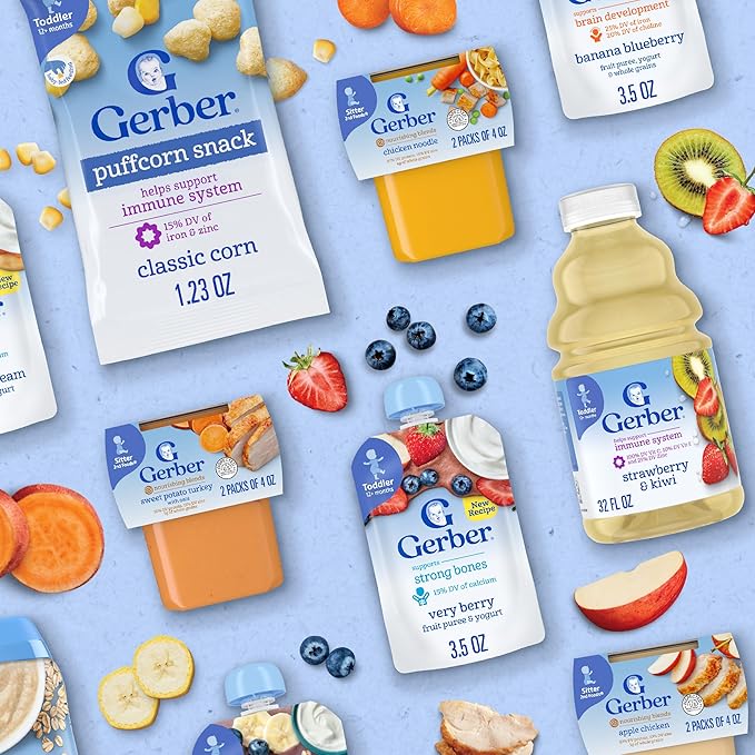 Gerber Stage 2 Baby Food, Sweet Potato Turkey with Oats Puree Tub, Nourishing Blends, No Added Colors or Flavors, Baby Puree, 16-Pack