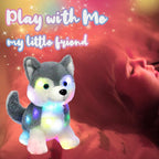 Hopearl LED Plush Husky Lighting Up Stuffed Animal Dog Floppy Puppy Night Lights Glow in The Dark Birthday Festival for Kids Toddlers Boys Girls, Gray, 12''