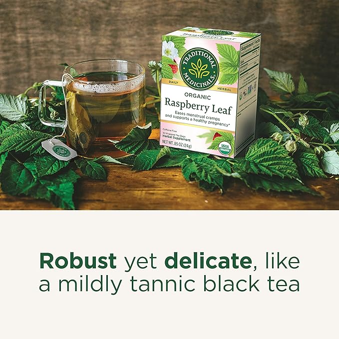 Traditional Medicinals Organic Raspberry Leaf Tea, Supports Healthy Pregnancy and Soothes Menstrual Cramps, (Pack of 6) - 96 Tea Bags Total