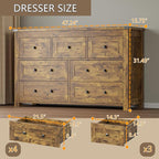 7-Drawer Dresser, Modern Wooden Storage Chest of Drawers, Dresser TV Stand, Wood Drawer Organizer with Metal Handles for Bedroom, Living Room, Hallway
