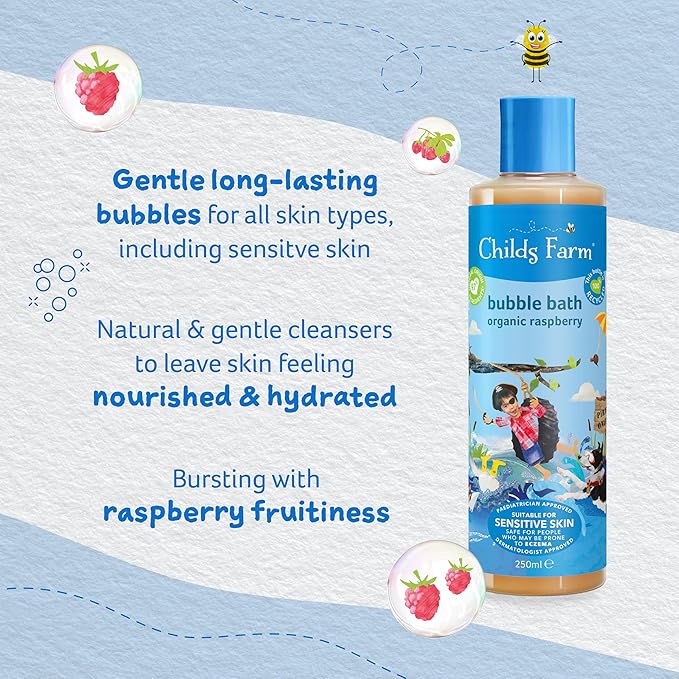 Childs Farm - Children's Bubble Bath, Gently Cleanses, Sensitive Skin, Organic Raspberry, 250ml