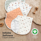 KeaBabies 4-Pack Baby Burp Cloths Baby Girl, Boy - Organic Cotton Burp Cloth, Extra Large, Absorbent, Soft Burping Cloths & Bibs Set for Babies, Newborn Burp Clothes, Thick Burp Rags (Wilderness)