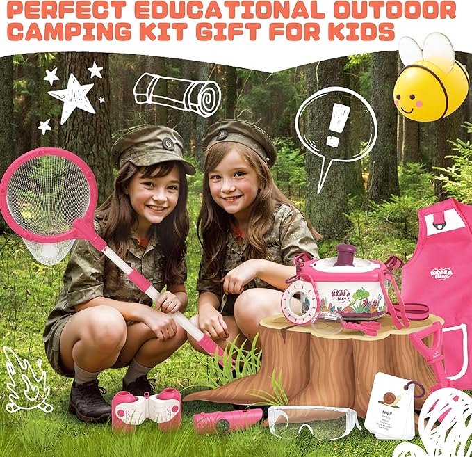 SMILESSKIDDO Bug Catcher for Kids, 25 Pcs Kids Explorer Kit & Kid Bug Catching Kit - Kid Nature Kits Outdoor Adventure Toys for Girls 3+ Years Old