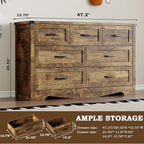 7-Drawer Dresser for Bedroom, Modern Wooden Chest of Drawers with Metal Handles, Anti-Tipping Design, Sturdy and Stable Storage Organizer for Living Room, Entryway, Home Office