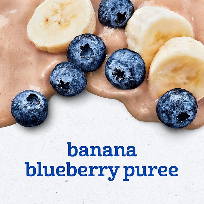 Gerber Stage 2 Baby Food, Banana Blueberry Puree Pouch, 2 Servings of Fruit, No Added Sweetener, No Artificial Colors or Flavors, 12-Pack