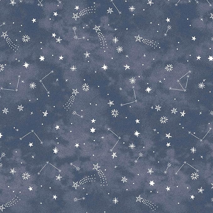 Lambs & Ivy Sky Rocket Blue Stars/Galaxy/Space 100% Cotton Fitted Crib Sheet