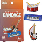 BioSwiss Bandages, Musical Instruments Shaped Self Adhesive Bandage, Latex Free Sterile Wound Care, Fun First Aid Kit Supplies for Kids and Adults, 24 Count