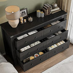 6-Drawer Dresser, Modern Wooden Storage Chest of Drawers, Dresser TV Stand, Wood Drawer Organizer with Metal Handles for Bedroom, Living Room, Hallway