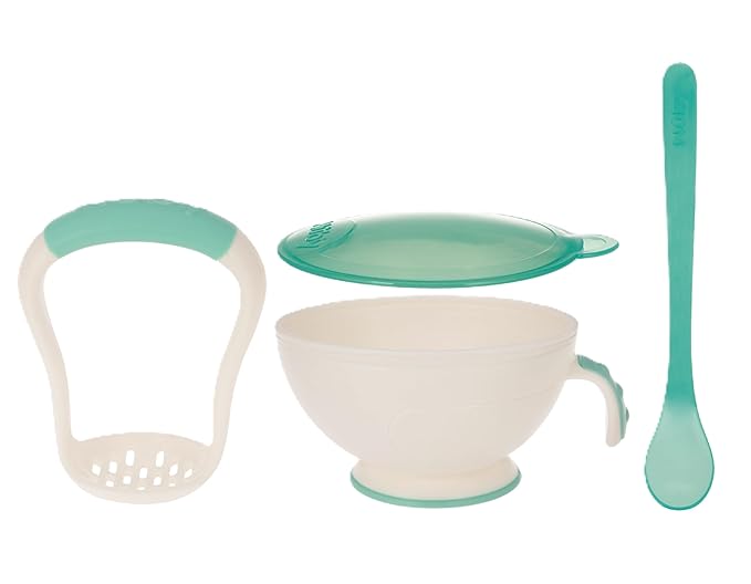 Nuby Garden Fresh Mash 'N' Feed 4 Piece Baby Preparation & Feeding System (Aqua)