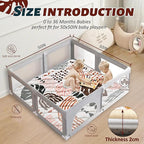 Baby Play Mats for Floor, 50x50 Playpen Mat for Babies, Extra Thicker & Soft Floor Crawling Mat, Foldable Non-Slip Playmat for Infants Toddlers, Boho Leaf Dark Brown