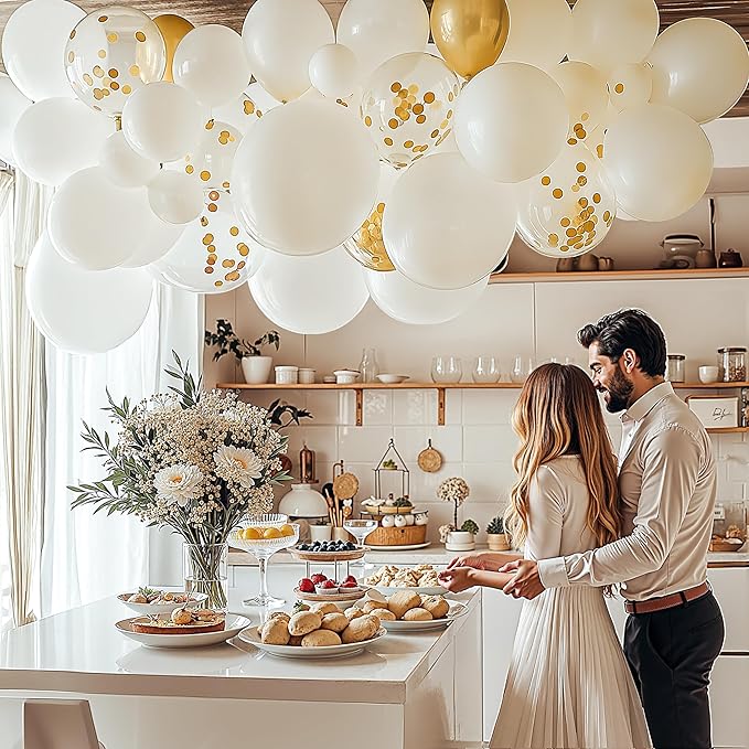 JOYIN 150 Pcs White Balloons, Different Sizes 18 12 10 5 Inch White Latex Balloon Arch Kit with Instruction for Birthday Decoration Party Graduation Wedding Holiday